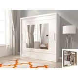 Schiebetürenschrank Kleiderschrank Schlafzimmer Spiegel weiß Breite 200 cm - Weiß