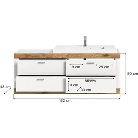 VCM xonox.home Badezimmerspiegel mit Ablage Laredo weiß Nachbildung 70x80x16 cm