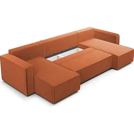 petits-meubles U-sofa 5-sitzig umbaubar Truhe Ezekiel Cord Terracotta