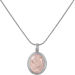 Zeeme Gemstones Halskette Silber 925 rhodiniert 42+5cm Rosenquarz Zirkonia