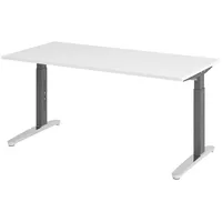 Bümö Schreibtisch Weiß, Graphit, Nachbildung, Rechteckig, 160x74x80 cm, FSC