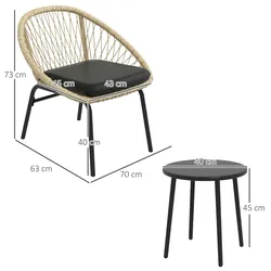 Outsunny - Gartenmöbel-Set - 70Lx63Wx73Hcm - Gelb