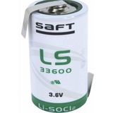 Saft LS33600 Lithium Batterie 3.6V Primary mit Lötfahne U-Form