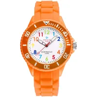 Alienwork Kids Lernuhr Kinderuhr Mädchen Uhrzeit Lernen Orange Silikon-Armband Mehrfarbig Kinder-Uhr Wasserdicht 5 ATM Zeit Lernen