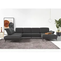 sit&more Wohnlandschaft SIT & MORE "Coco U-Form", grau, B:382cm H:88cm T:242cm, 100% Polyester, Sofas, Wohnlandschaft, Sitztiefen-, Arm- und Kopfteilverstellung, Cord-Bezug, Fußhöhe 15 cm