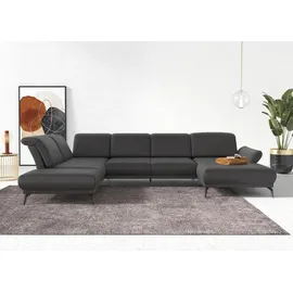 sit&more Wohnlandschaft SIT & MORE "Coco U-Form", grau, B:382cm H:88cm T:242cm, 100% Polyester, Sofas, Wohnlandschaft, Sitztiefen-, Arm- und Kopfteilverstellung, Cord-Bezug, Fußhöhe 15 cm