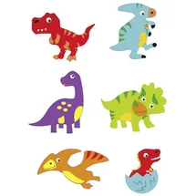 Glorex  6 2247 703 Moosgummi Sticker Dinosaurier selbstklebend 12 sortiert in verschiedenen Motiven ideal zum Verzieren und Dekorieren von Grußkarten für Scrapbooking usw. Stück