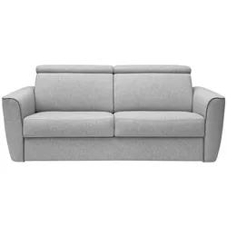 Schlafsofa mit Matratze 4-Sitzer - Liegefläche 160 cm - Matratze 16 cm - Stoff - Hellgrau - FLUTARI