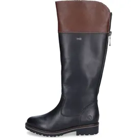 REMONTE Hochschaftstiefel - Nachtschwarz / Braun Glattleder Größe: 40 Normal - Schwarz