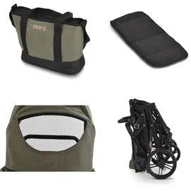 Moni Kombikinderwagen Rafaello 2 in 1, umbaubar, Sportsitz, Fußabdeckung, Tasche grün