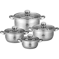 8-teilig Kochtopfset Induktion Edelstahl 22/24/26/28cm Topfset mit Glasdeckel