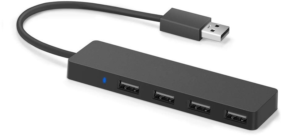 MMOBIEL USB Hub - 4 Ports USB 2.0 Datenhub Ultra Slim - Datenhub Kompatibel mit MacBook, iMac, MacPro, Windows Laptops und Ultrabooks, sowie PCs und mehr - Extra Leicht - 25 cm Kabel