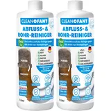CLEANOFANT Abflussfrei Rohrreiniger | 2 x 1 Liter | Kraftvoller, hochkonzentrierter Abflussreiniger löst Ablagerungen, Haare, Fett & Speisereste