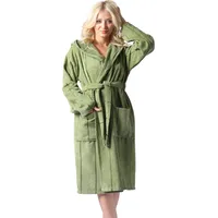 MAIAS art home® Bademantel mit Kapuze – 100 % Baumwolle Frottee – Damen & Herren – S bis XXL – 360g/m (DE/NL/SE/PL, Alphanumerisch, L, Regular, Regular, Grün) - L