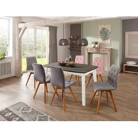 Home Affaire Esstisch HOME AFFAIRE "Palermo", weiß, B:140cm H:76cm T:90cm, Tische, Esstisch, mit Auszugfunktion, aus Massivholz, FSC zertifiziert