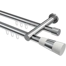 Interdeco GARDINENSTANGE INNENLAUF Platon Tanara 300 cm (geteilt in 3 x 100 cm), 2-läufig, 20 mm Ø Chrom