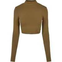 URBAN CLASSICS Ladies Organic Cropped Turtelneck Longsleeve in Olive,