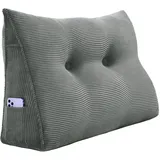 Johnear Keilkissen aus Cordstoff, Ergonomisches Rückenstützkissen mit Schnallen Atmungsaktives Lesekissen für Bett & Sofa, Waschbarer Bezug