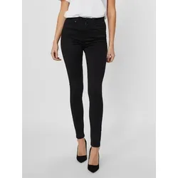 High-waist-Jeans VERO MODA "VMSOPHIA", Damen, Gr. S (36), Länge 30, schwarz, Denim/Jeans, Obermaterial: 67% Baumwolle, 31% Polyester, 2% Elasthan, unifarben, feminin, skinny fit, Jeans