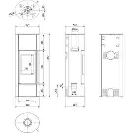 Kratki ERIK Ø150 Stahl Schwarz/Abdeckplatte Jatoba