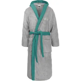 Normani Unisex Baumwoll Bademantel mit Kapuze Izmit in Grau/Blau | Gr.: M