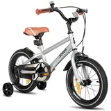 STITCH 14 Zoll Kinderfahrrad für 3-5 jährige Jungen, 14" Zoll Fahrrad für Jungen mit Stützräder, Silber