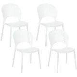 Beliani Gartenstühle, Weiß, Kunststoff, 4-Sitzer, 46x83x51 cm, Gartenmöbel, Gartenstühle, Gartenstühle