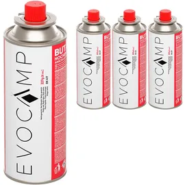 evocamp 4x Butan Gaskartuschen 227g für Campingkocher, Gasheizung