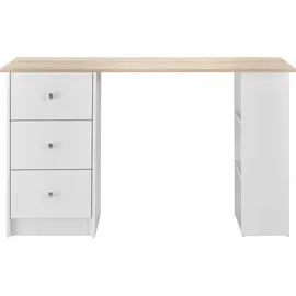 [en.casa] Schreibtisch Lemberg 120x50x72 cm Weiß/Eiche-Optik