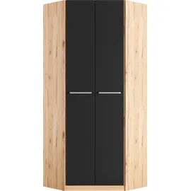 Priess Eckkleiderschrank PRIESS "Barcelona Kleiderschrank Ecklösung Raumwunder", schwarz (astkernbuche, schwarz), B:78cm H:193cm T:78cm, Holzwerkstoff, Schränke, Eckkleiderschrank, in 2 Tiefen Schrank Eckschrank Garderobe