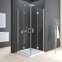 Boromal Duschkabine 120x120 Eckeinstieg Echtglas Duschwand 195cm Dusche Falttür Duschtrennwand
