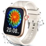 Smartwatch,Smartwatch Damen Herren,1.96 "HD Fitness Tracker Uhr für Android iOS,100+Sportmodi Pulsmesser Schrittzähler Aktivitätstracker IP67-Gold