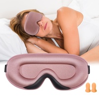 Schlafmaske Frauen, Weiche und Atmungsaktive 3D-Schlafmaske für Seitenschläfer Seiden Schlafmaske Augenmaske Schlafbrille mit verstellbarem Riemen Sleep Mask - Roségold