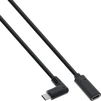 InLine USB 3.2 Gen.2x2 Kabel, USB-C Verl., ST gewinkelt auf BU, schwarz 1m