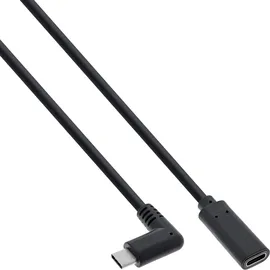 InLine USB 3.2 Gen.2x2 Kabel, USB-C Verl., ST gewinkelt auf BU, schwarz 1m