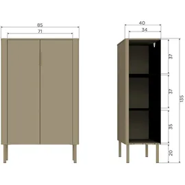 Woood Gunnar Schrank 135 x 85 x 39 cm Schwarz