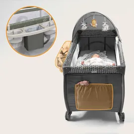 lionelo Sven Plus 4 in 1 Baby Bett Baby ab Geburt bis 15 kg Wickelauflage luftige Seitenwände mit Seiteneingang Tragetasche zusammenklappbar