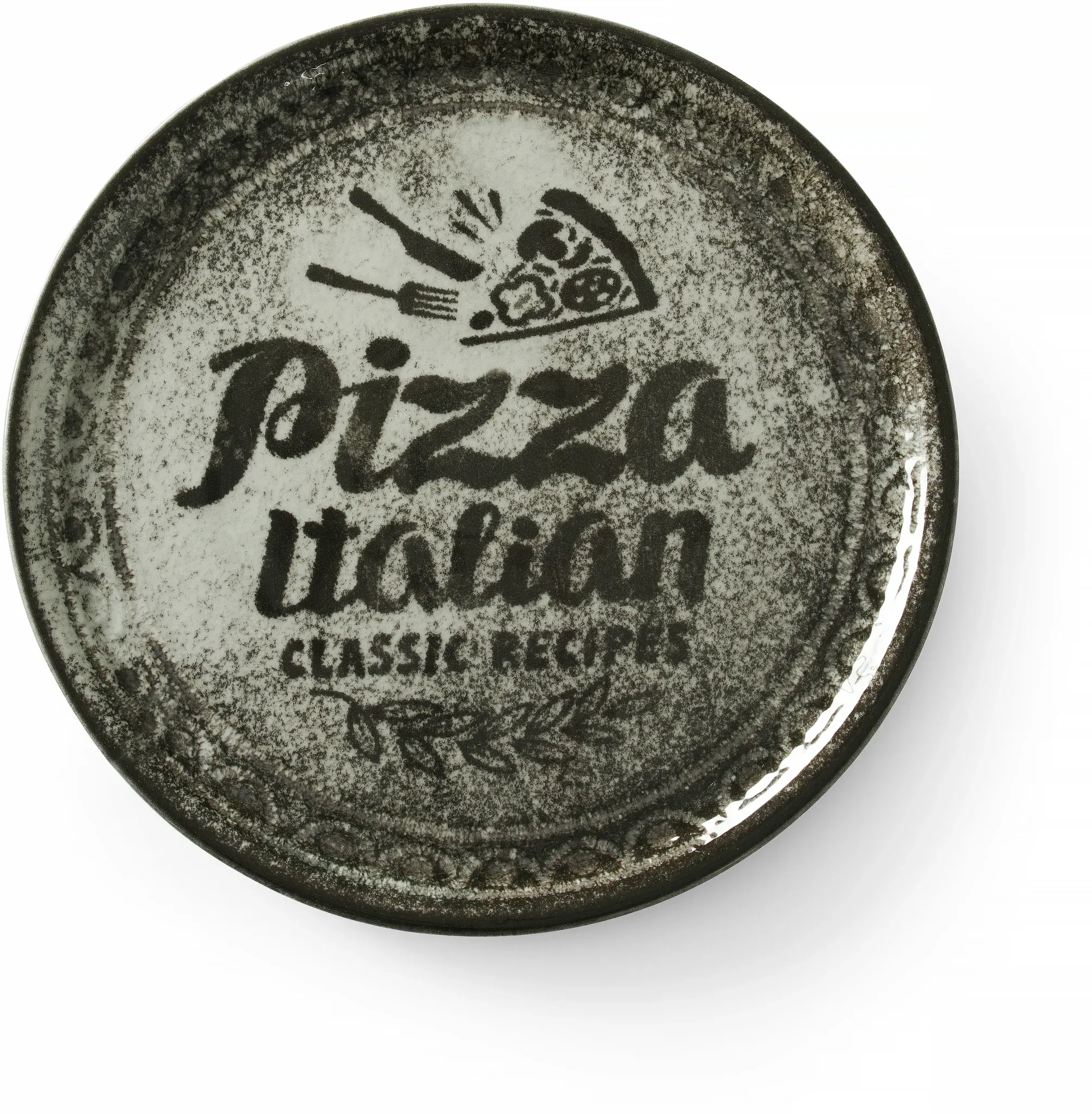12 x Hendi Pizzateller Recipe Collection Schwarz, 330 mm