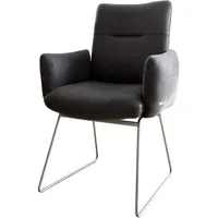 DeLife Polsterstuhl Jova-Flex mit Armlehnen Mikrofaser Anthrazit Vintage Taschenfederkern,