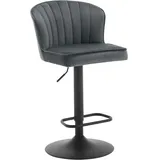 EUGAD Barhocker höhenverstellbar, Barstuhl 360° drehbar, Küchenhocker mit Rückenlehne Fußstütze, für Küche Kücheninsel Wohnzimmer, aus Samtbezug Polsterung Metallgestell, Dunkelgrau, 1056BY-1