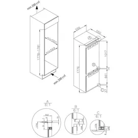 Amica EKGCX 387 955 Einbau-Kühlgefrierkombination (237 l, 1769 mm hoch)