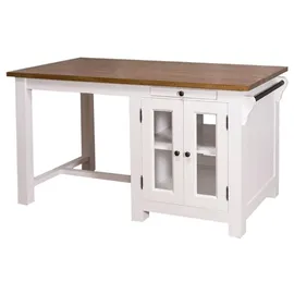 Casa Padrino Küchenbuffet Landhausstil mit 4 Glastüren und 2 Schubladen 150 x 85 x 80 cm Weiß / Dunkelbraun