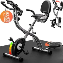 Sportana SPORTANA® Heimtrainer Fahrrad Eagle 4 – 4in1 Ausdauer Ergometer – Trainings App – Klappbar – LCD Display – Höhenverstellbar – Fitness... - Grau