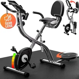 Sportana SPORTANA® Heimtrainer Fahrrad Eagle 4 – 4in1 Ausdauer Ergometer – Trainings App – Klappbar – LCD Display – Höhenverstellbar – Fitness... - Grau