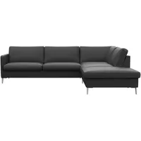 FLEXLUX Ecksofa »Fiore, L-Form, bequem und komfortabel durch hochwertigem Sitzaufbau«, schmale Armlehnen, Kaltschaum, Füße Alu schwarz