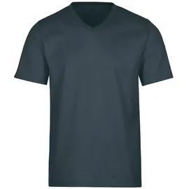 TRIGEMA T-Shirt "TRIGEMA V-Shirt DELUXE Baumwolle", Herren, Gr. S, grau (anthrazit), Single Jersey, 100% Baumwolle, Basic, lang, V-Ausschnitt, Shirts T-Shirt