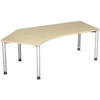 Geramöbel Flex höhenverstellbarer Schreibtisch ahorn, silber L-Form, 5-Fuß-Gestell silber
