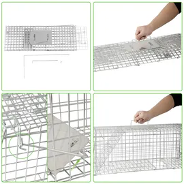 ideoon home Marder Lebendfalle Wiederverwendbare Gitterfalle 65 x 26 x 24 cm