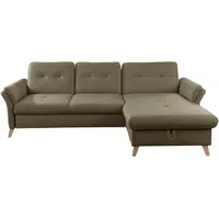 Sit & More Ecksofa, Dunkelgrün, Textil, Buche, massiv, 5-Sitzer, L-Form, 268x176 cm, Made in EU, Schlafen auf Sitzhöhe, Rücken echt, Wohnzimmer, Sofas & Couches, Wohnlandschaften, Ecksofas