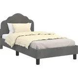 vidaXL Kinderbettgestell mit Kopfteil Dunkelgrau 80 x 160 cm Samt